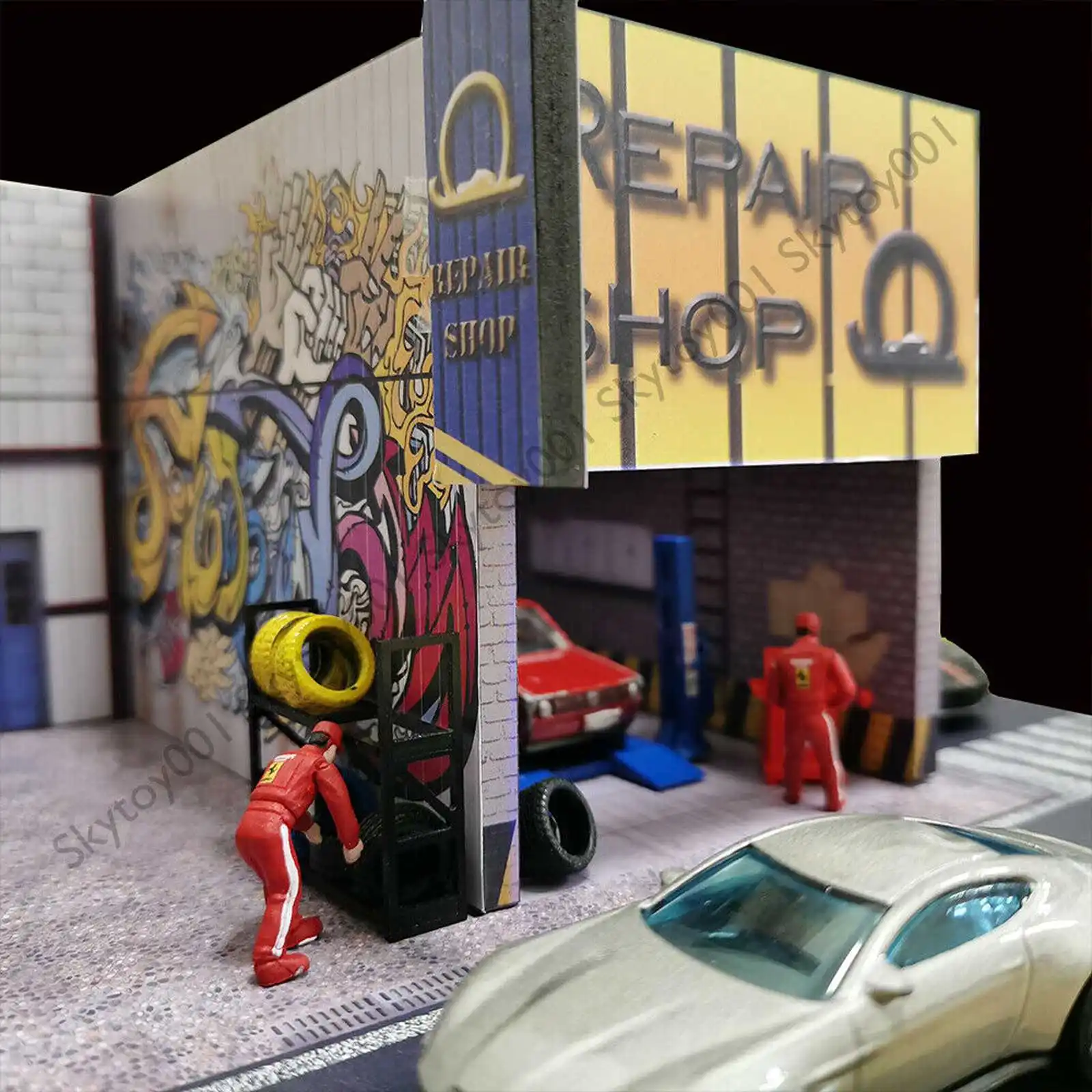 

Diorama 1/64 Model Car Repair Garage Display Background New 1:64 Diorama