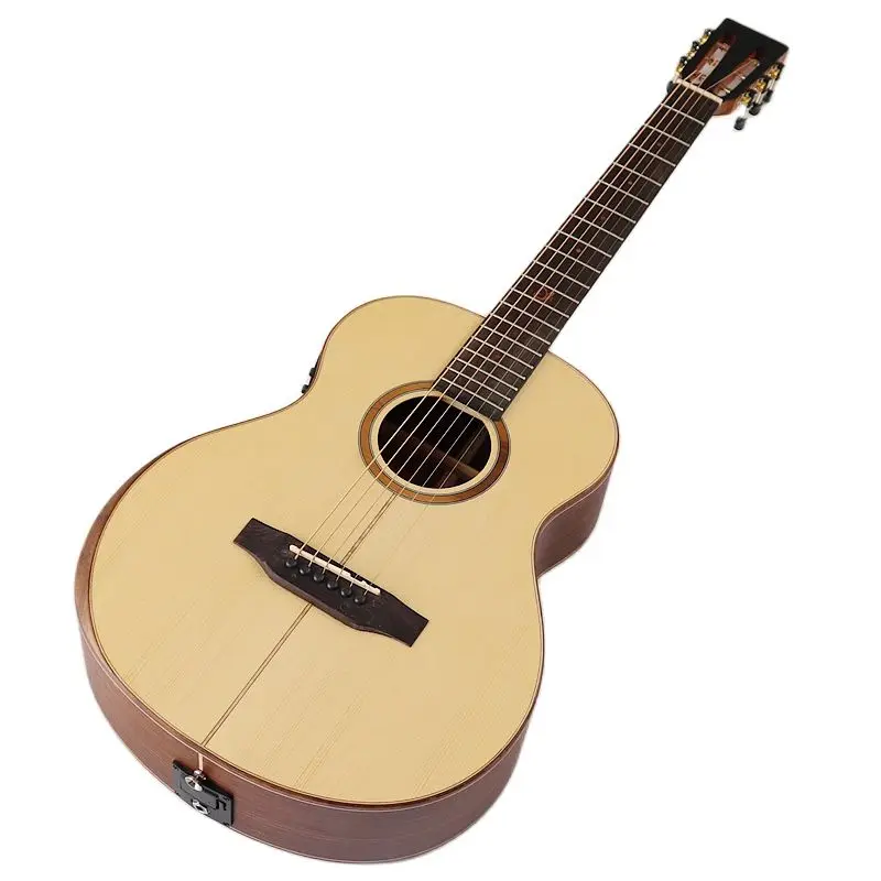 

Мини-электроакустическая гитара, 36 дюймов, из массива ели, с деревянной спинкой, с звукоснимателем и подлокотником