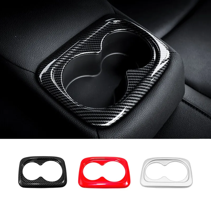 

ABS Carbon fiber For Honda Civic 10th 2016 2017 Accessories Car Rear water cup frame Cover Trim Sticker Car Styling 1 PCS