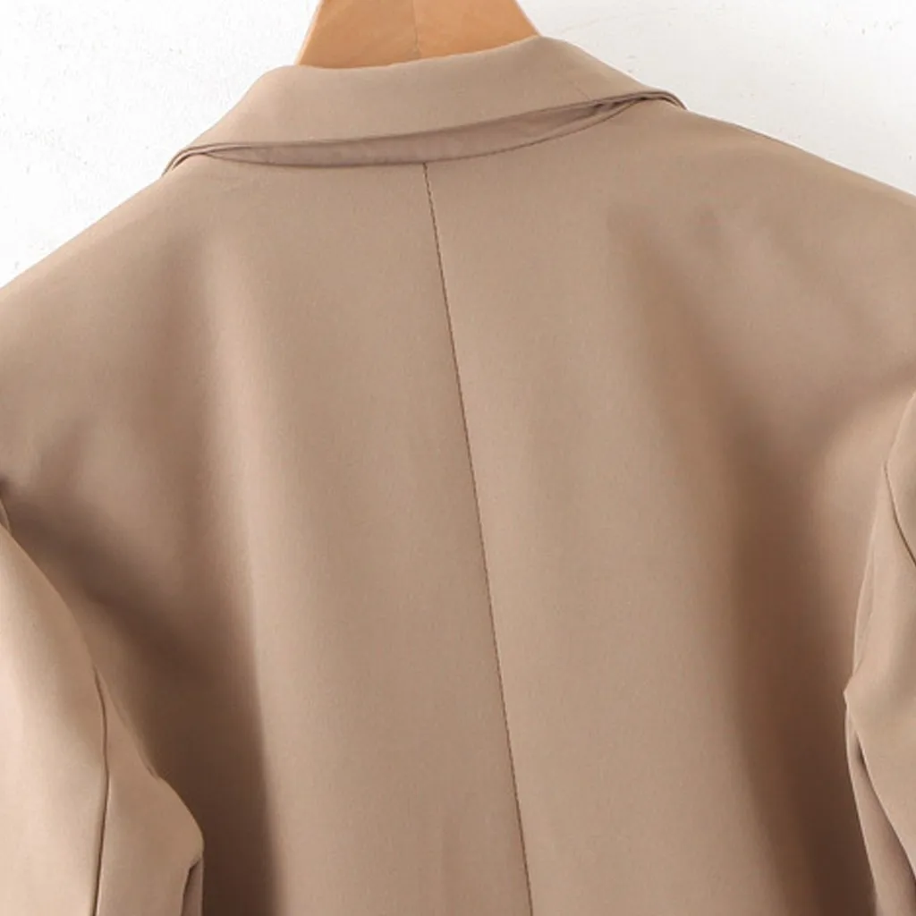 Женский винтажный офисный Блейзер элегантный однотонный свободный пиджак