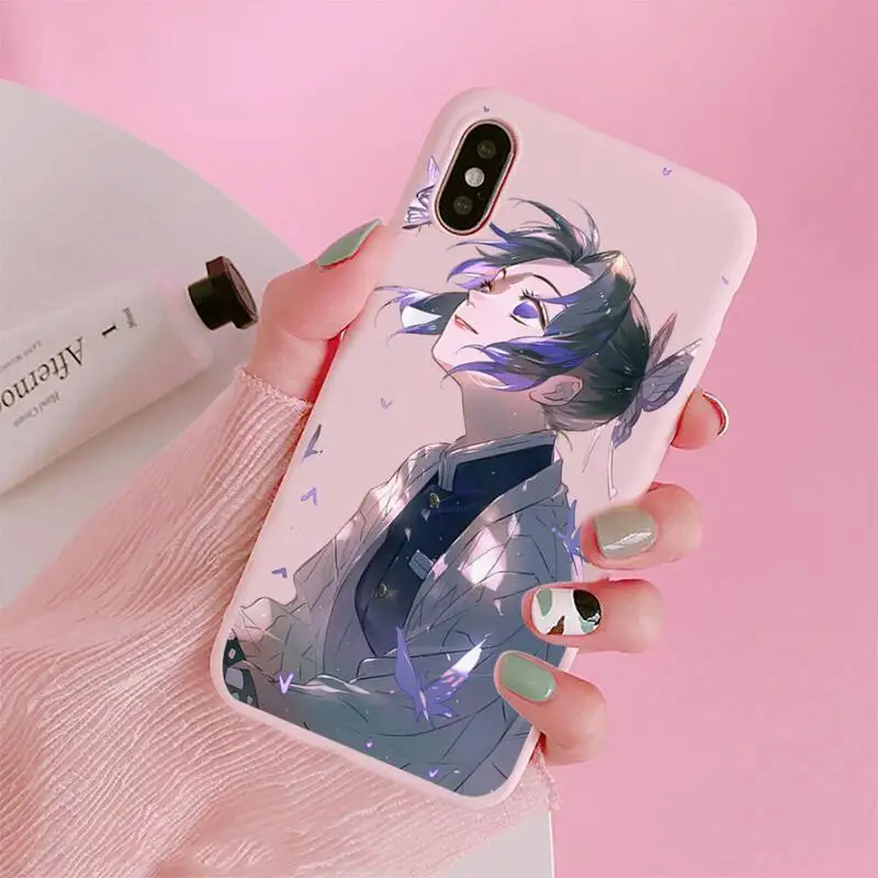 

Japan anime Kimetsu no Yaiba Phone Case Candy Color for iPhone 6 7 8 11 12 s mini pro X XS XR MAX Plus