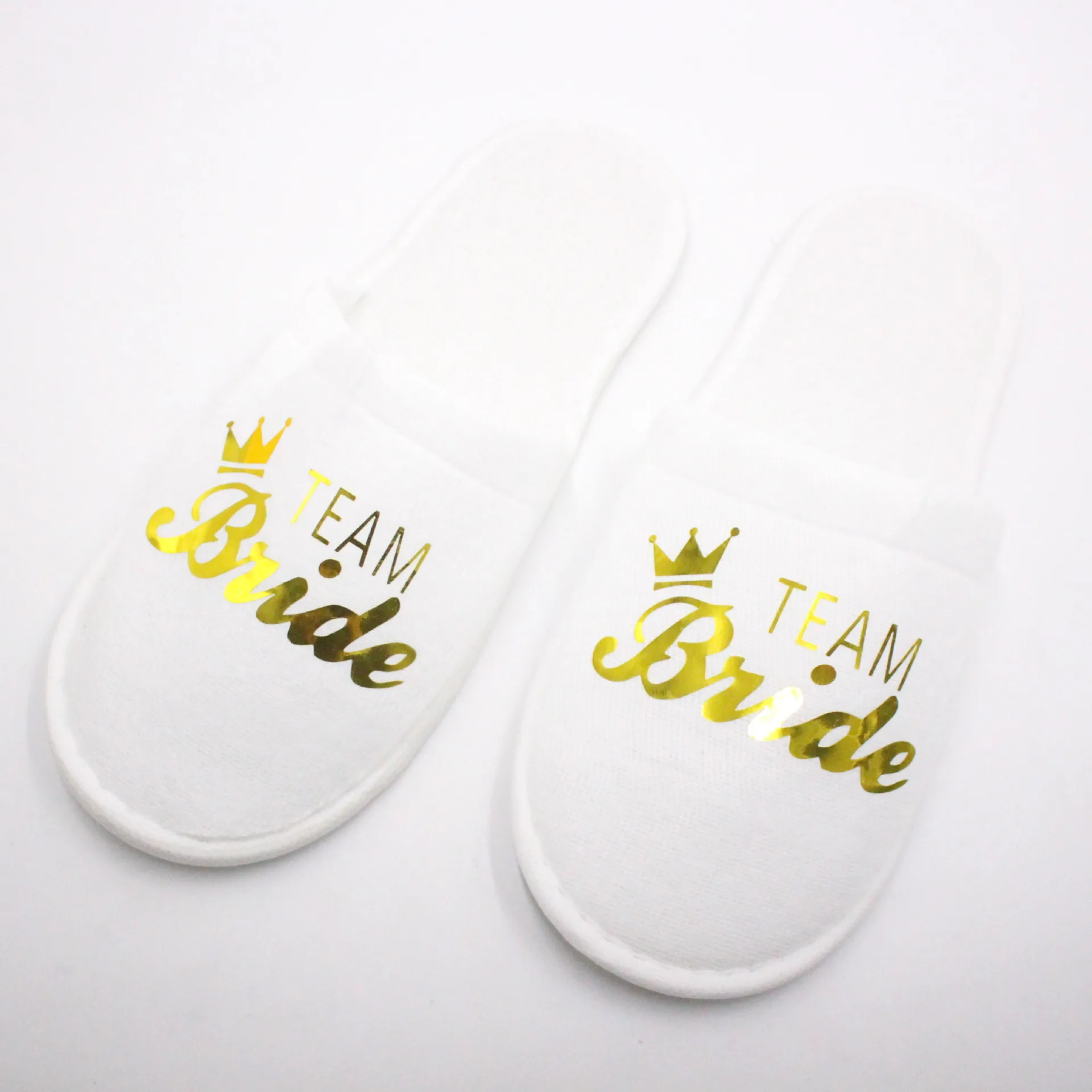 Новинка 1 пара Свадебные шлепанцы с золотыми блестками и надписями Женские