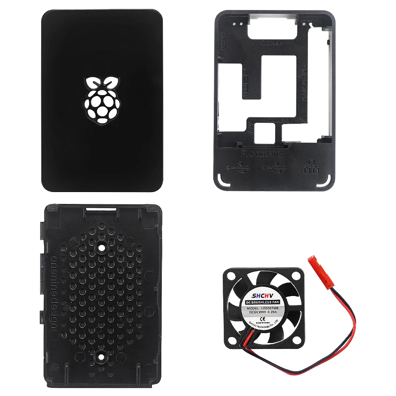 

Raspberry Pi 4 B ABS Case Upgraded Plastic Box Enclosure Shell support Cooling Fan Optional Heatsink Power Adapter Video Cable