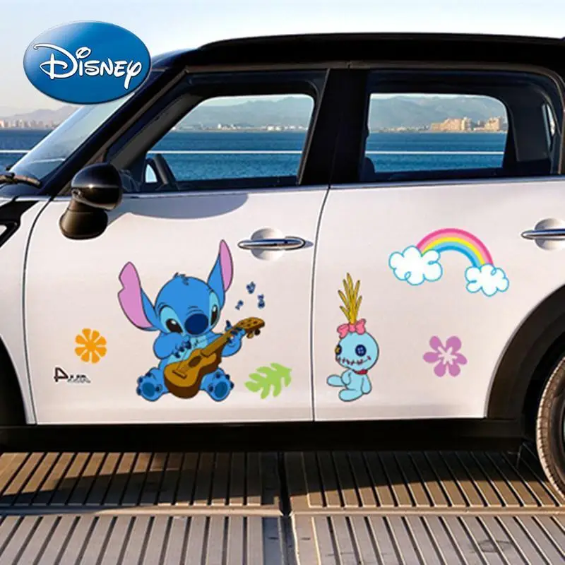 

Disney Stitch Stitching Car Sticker Anime Cartoon Car Decorative Glass Body Door Sticker Creative Trend Decorative Sticker