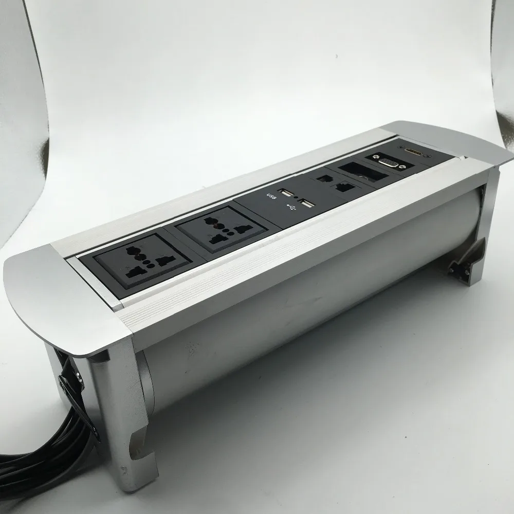 

Motorized conference switch rotate table power socket with outlet cables