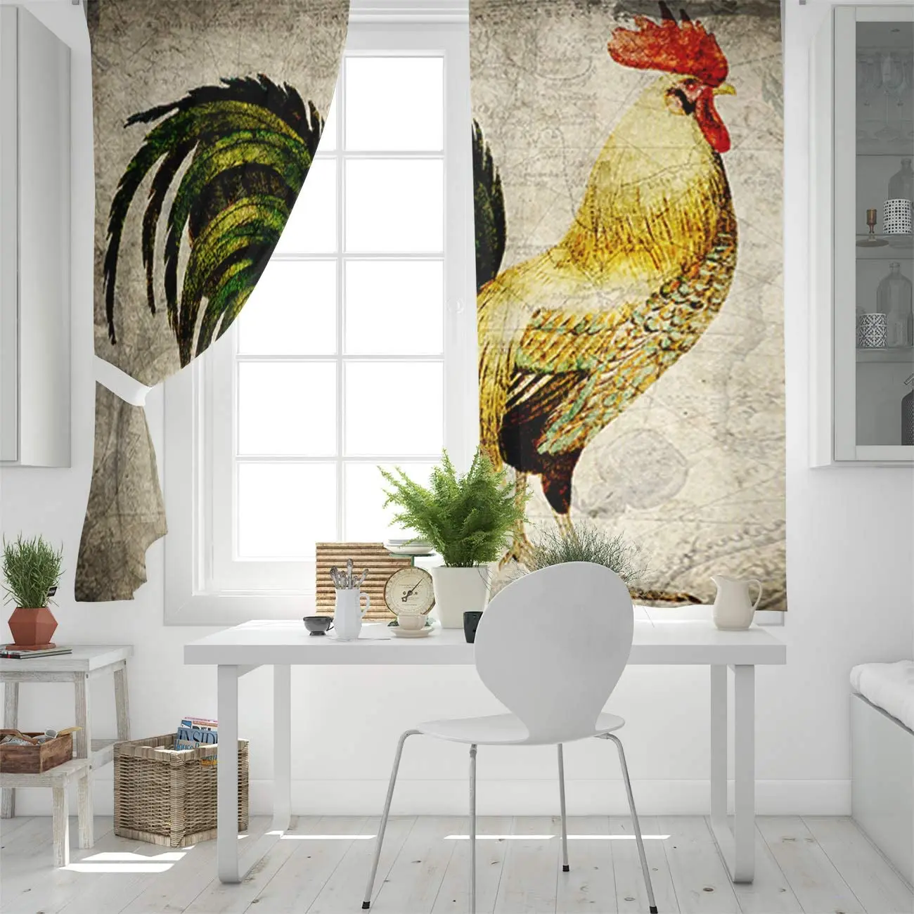 Ферма петух винтажная карта домашний декор оконная занавеска s спальня кухня