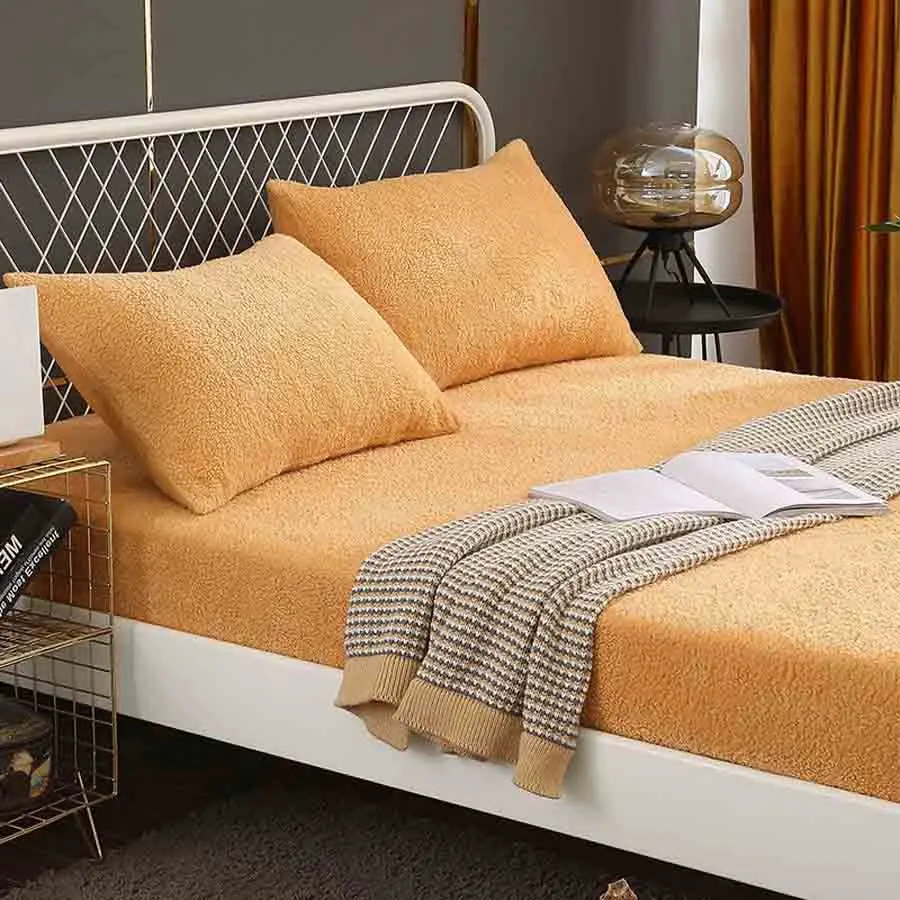 Теплый однотонный наматрасник WOSTAR с эластичной резинкой очень мягкий большого