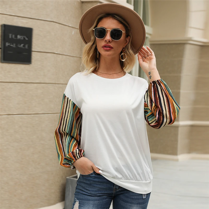 Новинка 2020 Женский пуловер на весну и осень модная повседневная одежда футболка