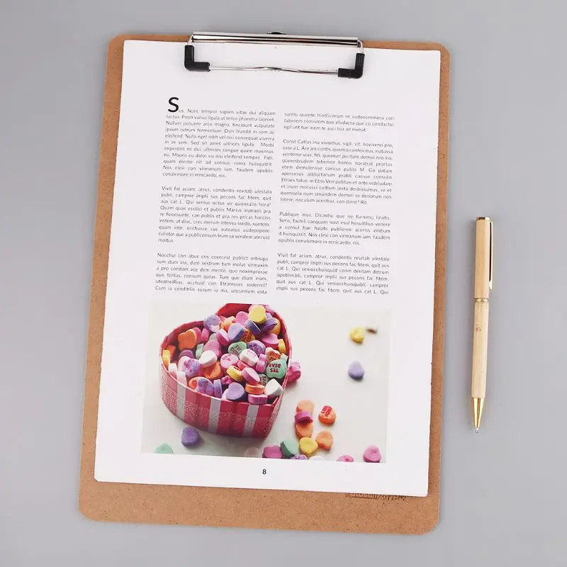 

Portable A4/A5 Wooden Writing Clip Board File Hardboard with Metal Vertical Clips for Office School Stationery Supplies
