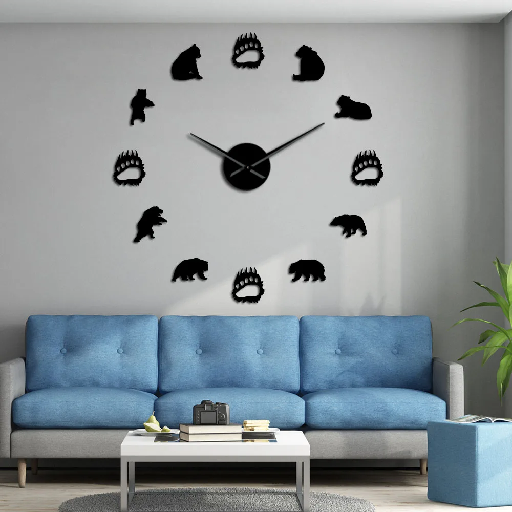 Настенные кварцевые часы Black Bear бесшумные большие настенные с силуэтами семьи