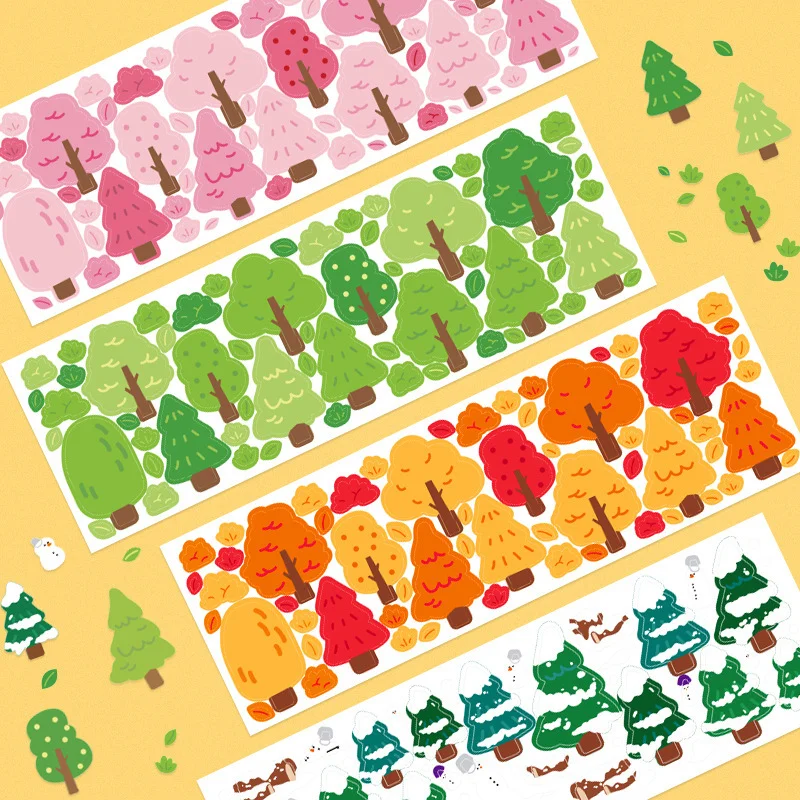 Colorful Forest Stickers DIY Scrapbook Bottom Collage Phone Computer Diary Happy Planner Gift Sealing Decor Sticker Stationery | Канцтовары