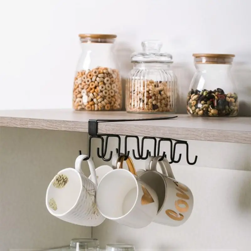 

Home Storage Supplies Wrought Iron Cabinet Hooks Kitchenware Hooks Kitchen Wall-mounted Racks Load-bearing Double-row Racks