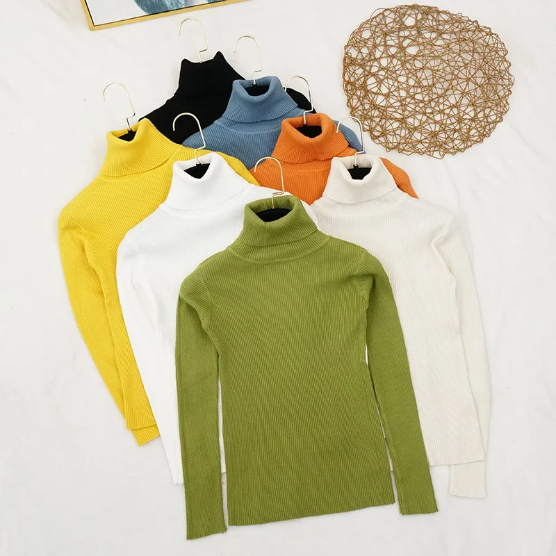 Осенне-зимний новый свитер с высоким воротником женский зеленый пуловер длинным