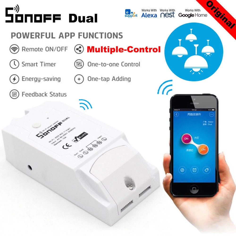 SONOFF TH10/TH16 RF Basic Pow Dual, умный Wifi переключатель умный дом WiFi беспроводной модуль автоматизации, работа с Alexa Google
