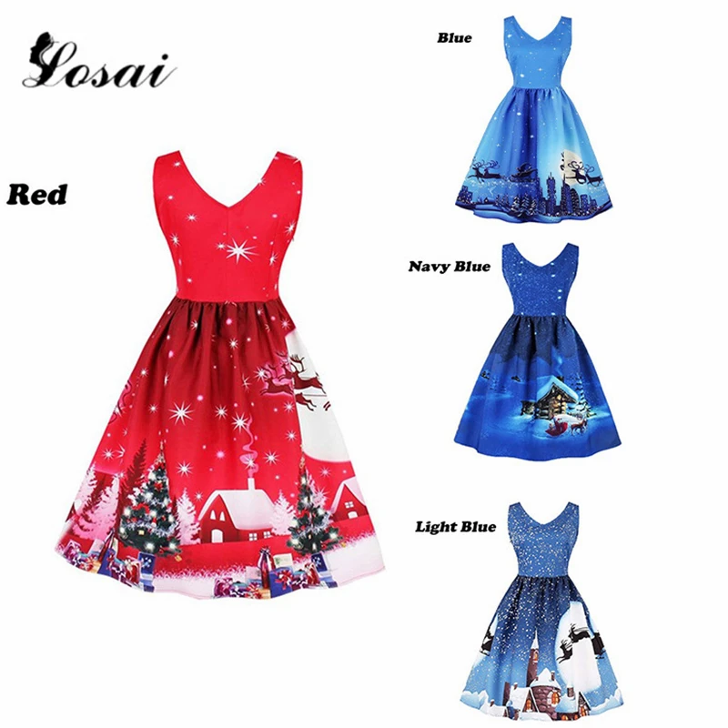 Вечернее Сверкающее платье винтажные женские платья с рождественским принтом