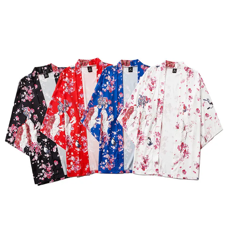Пляжная блузка Yukata для мужчин и женщин белая блузка-кардиган в японском стиле