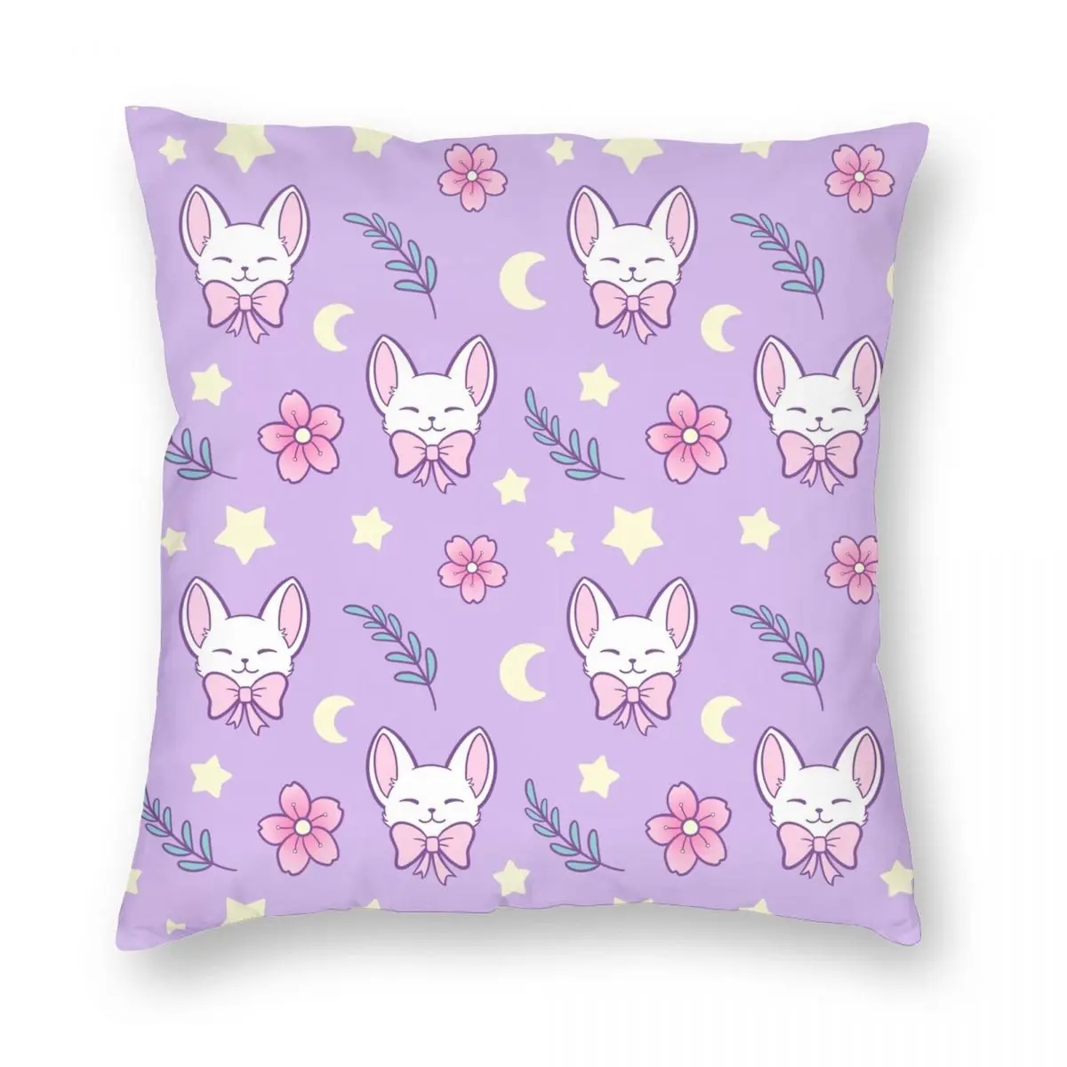 

Sakura Cat Purple Nikury Square Pillowcase Polyester Linen Velvet Printed Zip Decor Room Cushion Cover 45x45