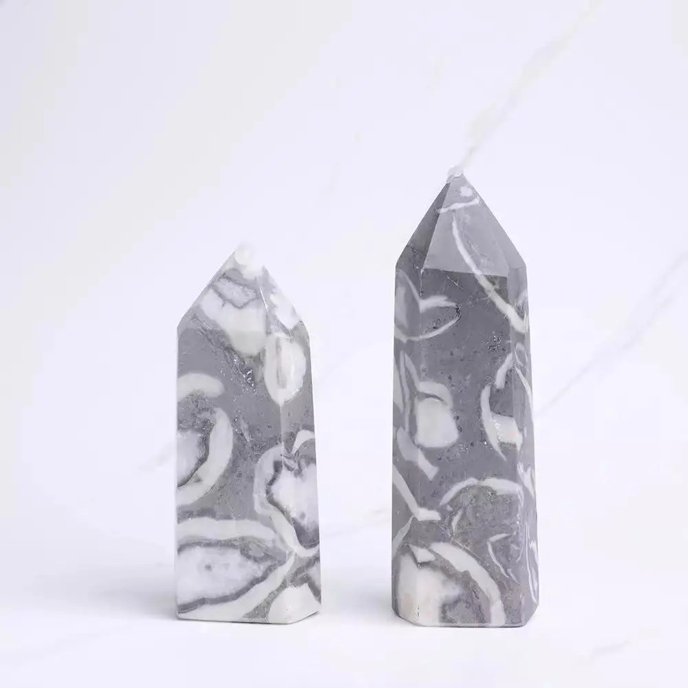 

1pc 300g-400g Natural Gray Conch Quartz Stone Wand for Reiki Healing
