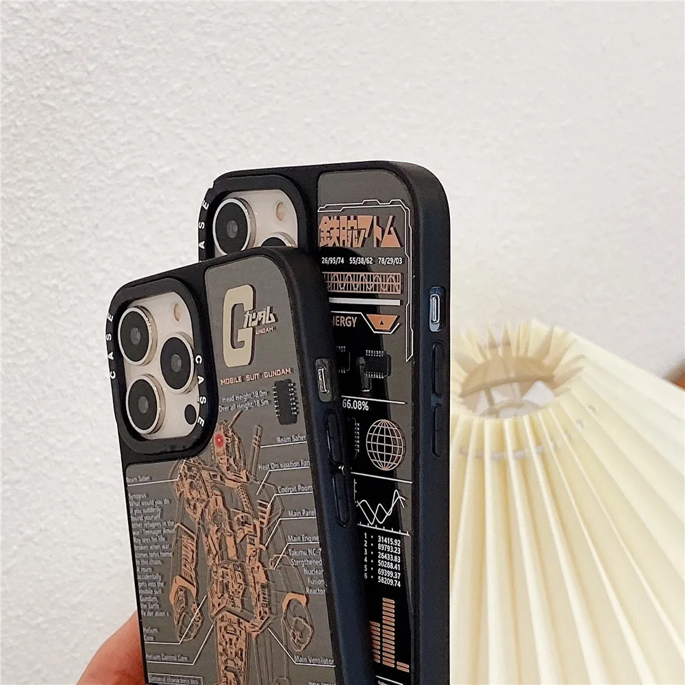Японский аниме робот Гандам внутри попробуйте чехол для iPhone 13 12 11 14 Pro X XS Max XR 7 8 6 Plus Высокотехнологичный зеркальный чехол Funda on.