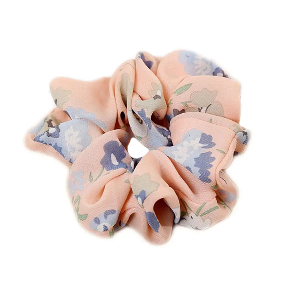1pcs Vintage Scrunchies Lady Stretch Chiffon Scrunchie Women Elastic Hair Bands Girls Headwear Floral Hair - Цвет: 007