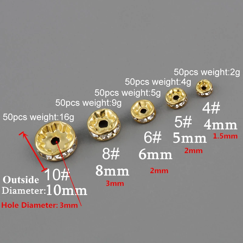 Позолоченные круглые бусины со стразами разделительные с кристаллами для женщин