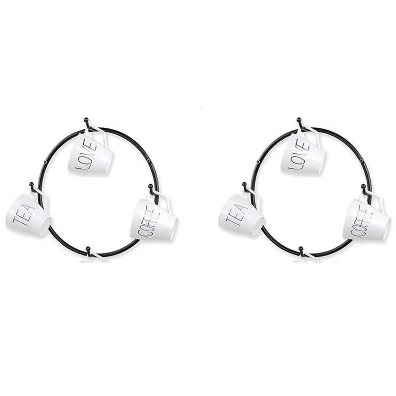 

Круглая подставка для кружек, 2 шт., настенная Геометрическая круглая вешалка для чашек с 4 крючками, сушилки для кофейных кружек