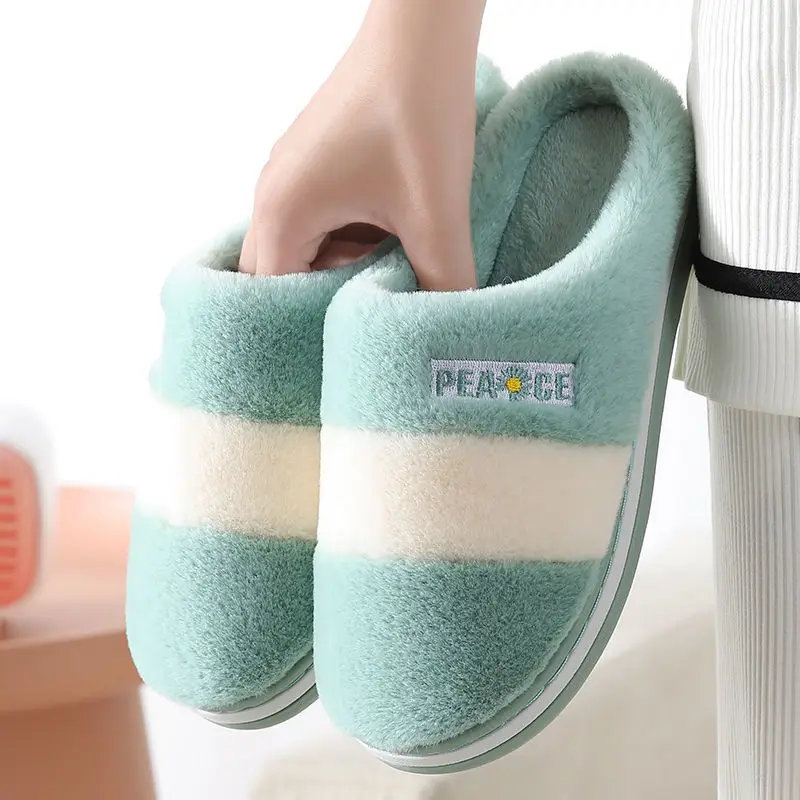 

2021 Slippers Women Indoor House Plush Soft Cotton Men Slippers Shoes Non-slip Floor Home Slippers Women Male Slides for Bedroom