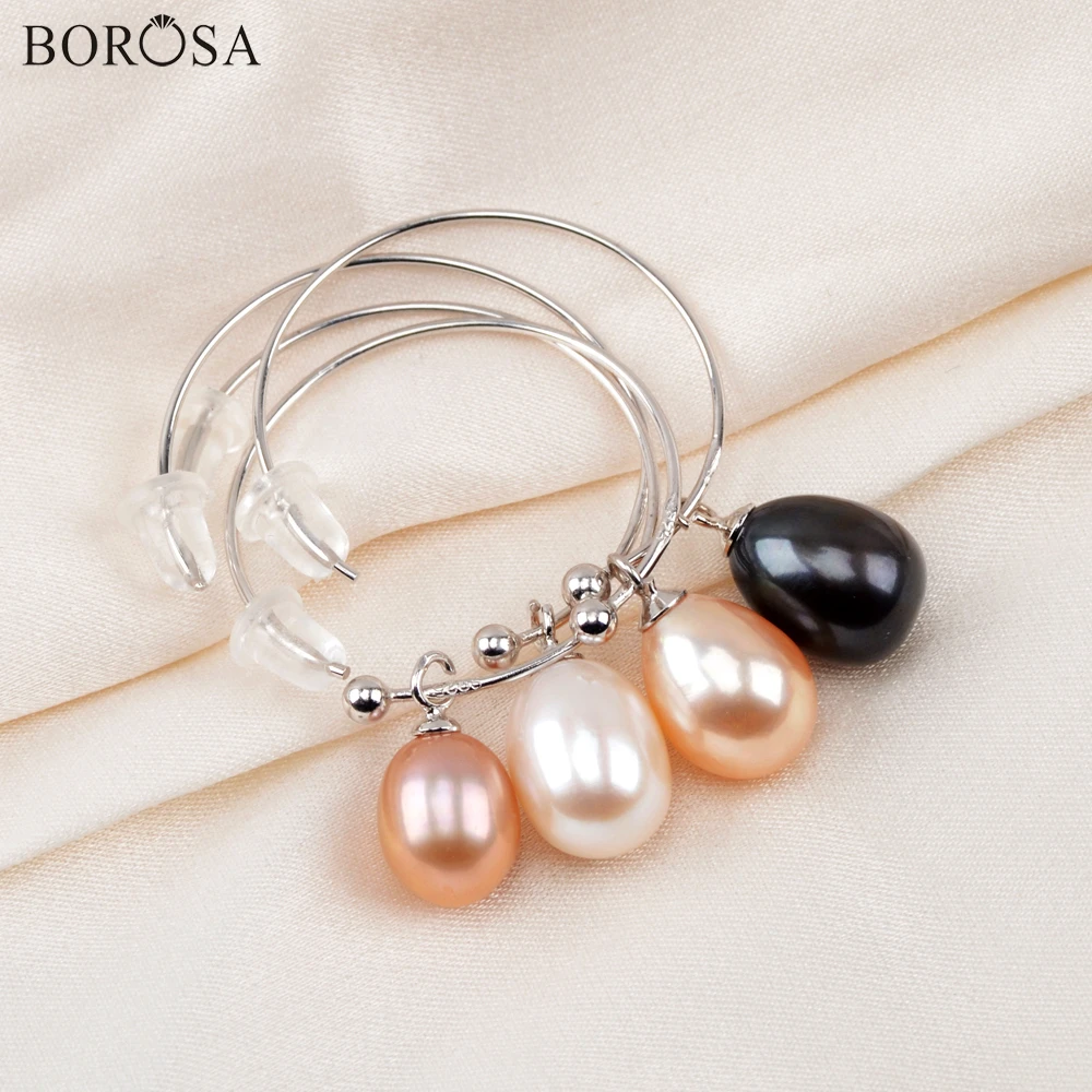 BOROSA ретро серьги с натуральным жемчугом-подвески серебряные цветные большие