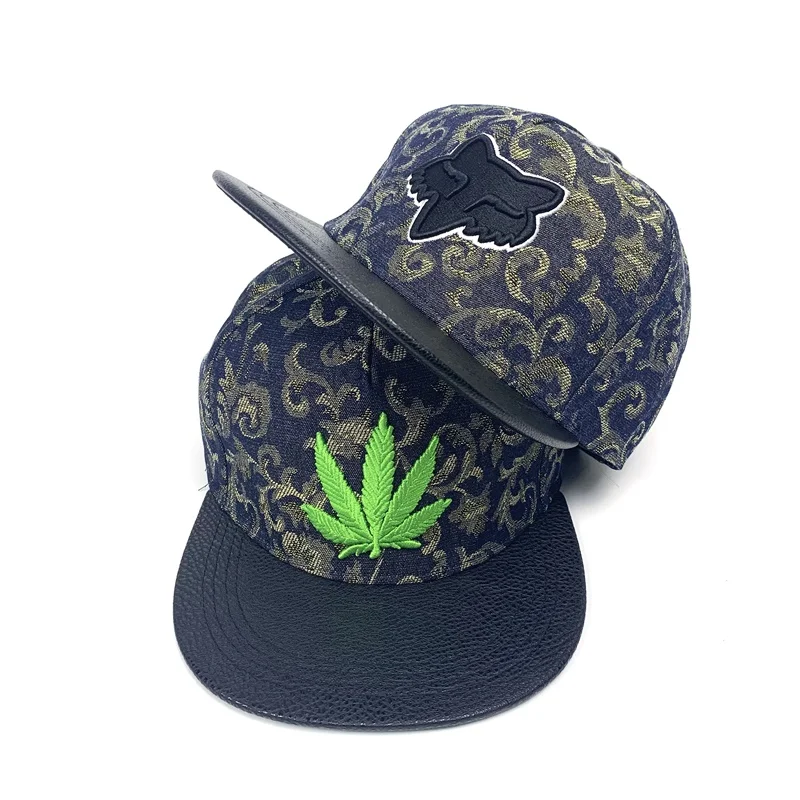 Бейсболка с вышивкой листьев уличная Кепка в стиле хип хоп плоскими полями