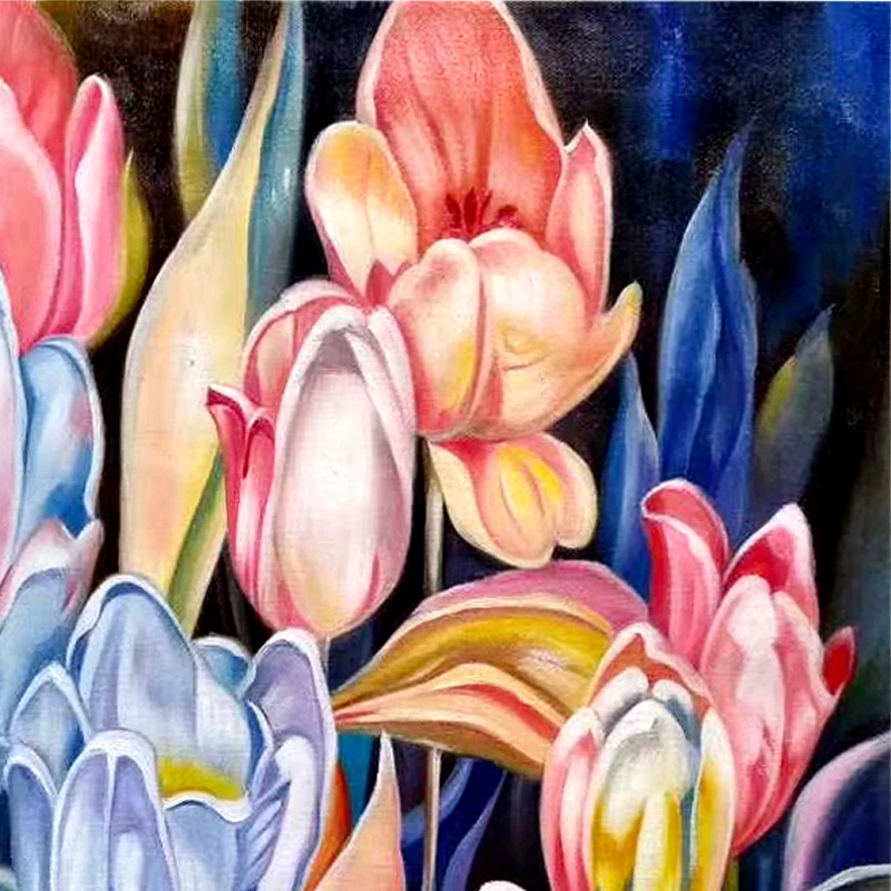 Beste Kowell 100% Handgeschilderd Abstracte Bloem Olieverfschilderij Art Gift Home Decor Woonkamer Muur Art Frameloze Foto