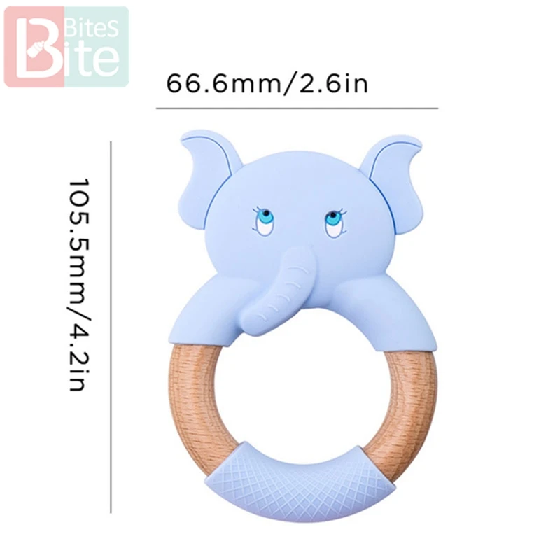 Blue Elephant 1 шт. Детские трофеи силиконовые мыши грызуны Силиконовые Прорезыватели деревянные кольца деревянный Прорезыватель коляска белка для детей товары игрушки - Цвет: Blue Elephant