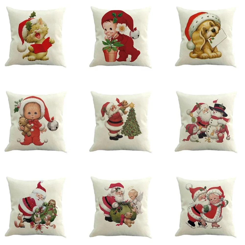 Наволочки с рождественскими узорами из хлопка и льна диван автомобиля талии углы