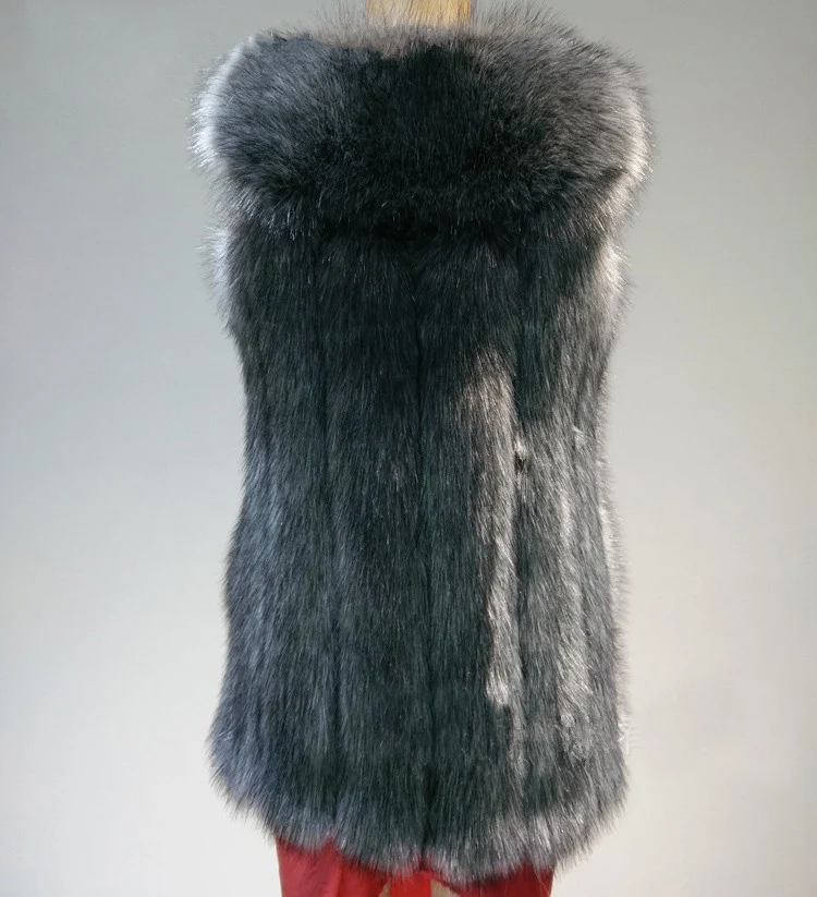 Жилет женский из искусственного меха однотонный приталенный безрукавка лисьего