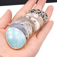 2pcs natural stone water drop shape semi precious stones pendants charms for nacklace bracelets jewelry making diy size 30x45mm