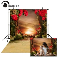 allenjoy red flower tree grassland background for photography photo curtains photographic camera backdrop vinyl excluding stand