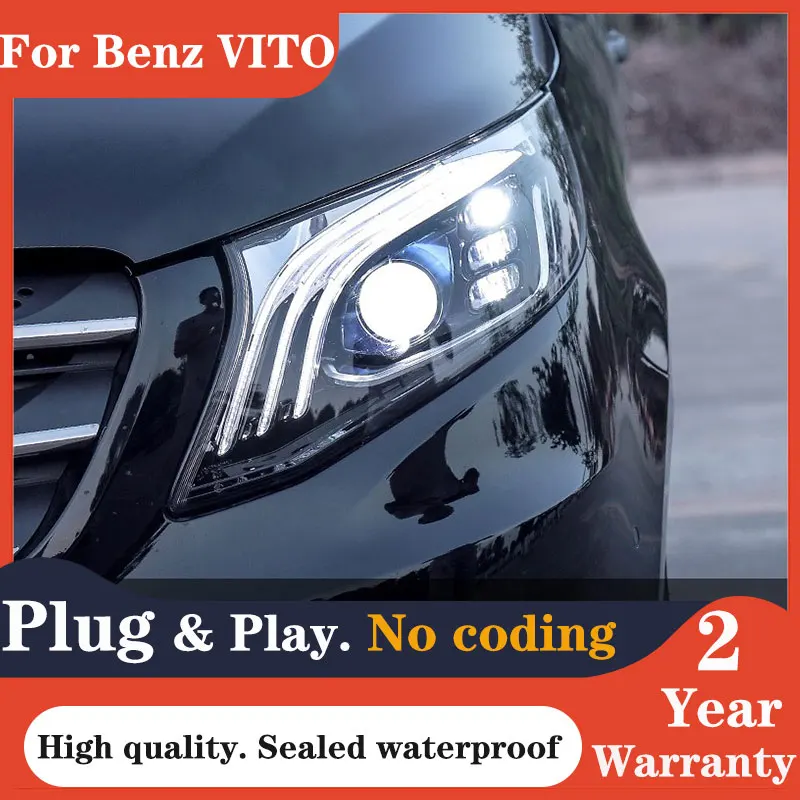 

Car lamps For Head Lamp Benz VITO V260 V250 V Class 2015-2019 Maybach Headlights LED DRL Running Light Bi LED Lens Assembly