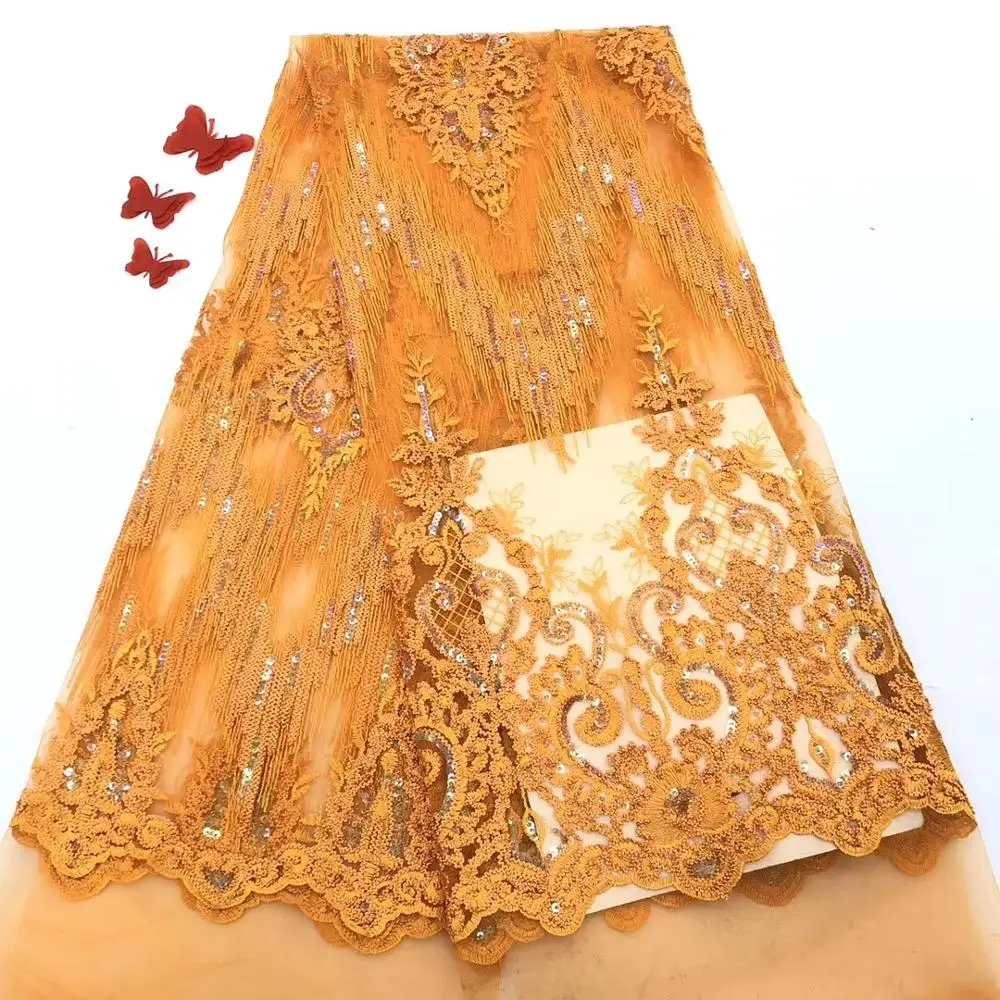 

Madison African Lace Fabric 2020 High Quality Lace with Sequins Net Lace Fabric French Net Nigerian Lace Fabrics For Party