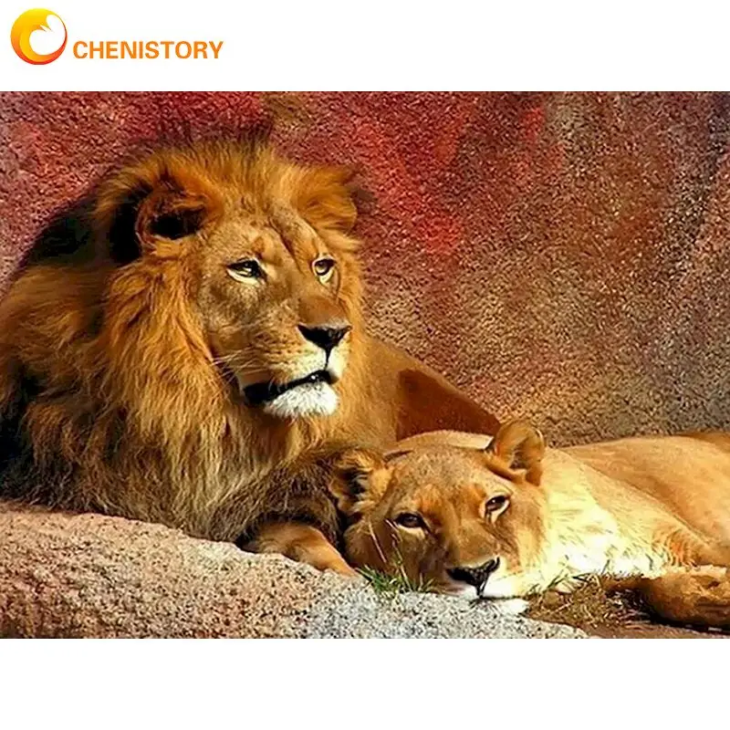 

CHENISTORY 5D Diamond Painting Lion Animal Diamond Embroidery Paintings Kids Cross Stitch Rhinestones Animal Mosaic Home Decor