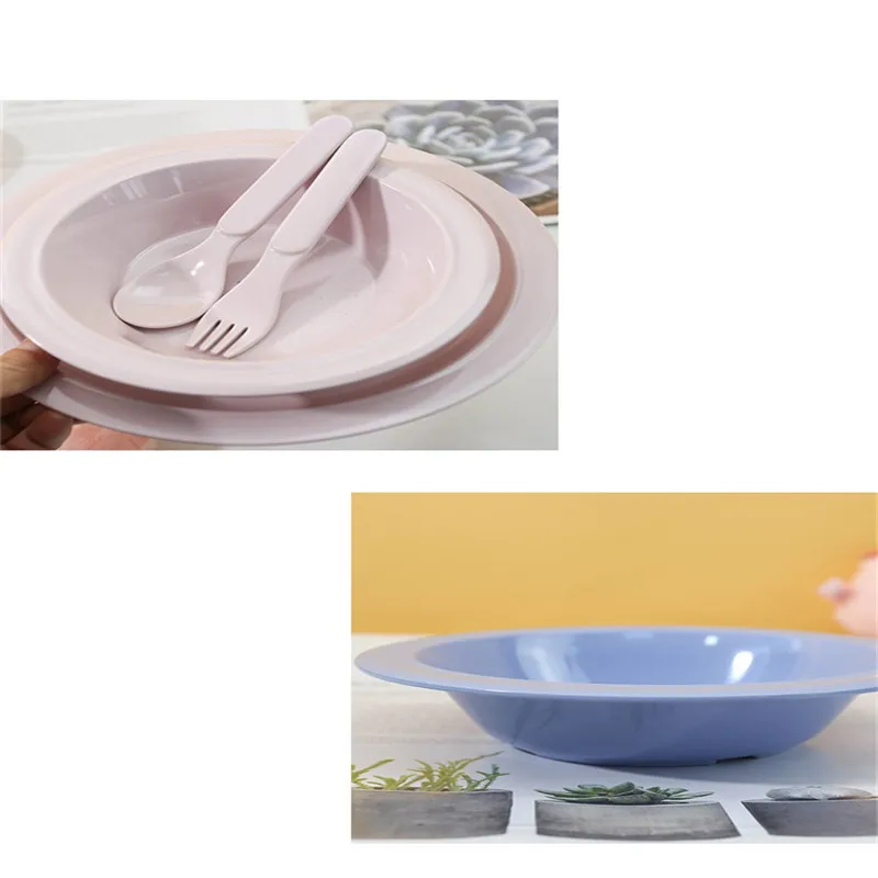 

Dessert Plates Macaron Plate Children Dishes Spoon Fork Baby Wheat Straw Spoons+forks Salad Fruit Plate Afternoon Tea Tableware
