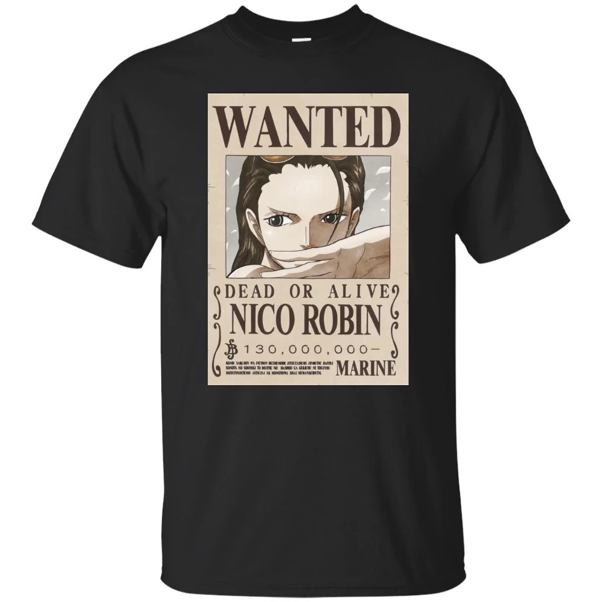 One piece Аниме Nico Robin'S want плакат Футболка рукав футболки черный темно-синие