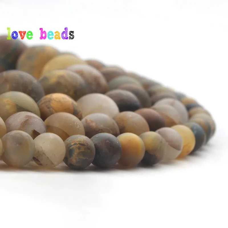 Natural Yellow Pietersit Stone Beads Dull Polish Matte Gems Round Bead for jewelry Making DIY Bracelet Necklace 15''Strand |