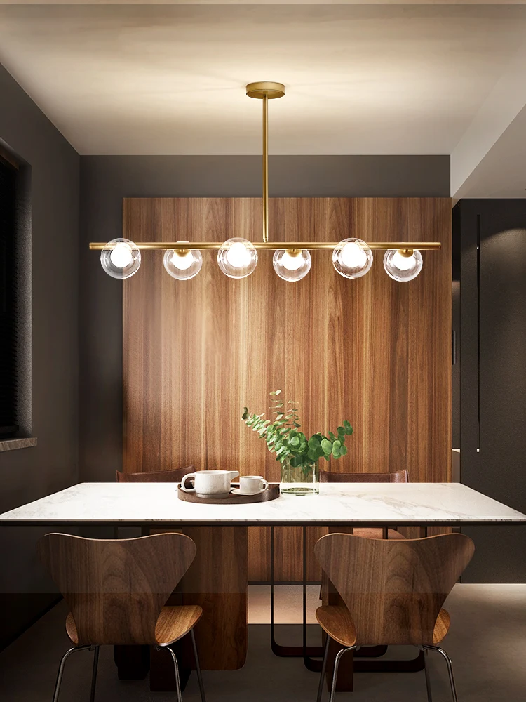 

Modern Minimalist Black/Gold Iron Wrought LED Chandelier Personality Iron Glass Ball Light Dining Room Bar Home Decor Chandelier