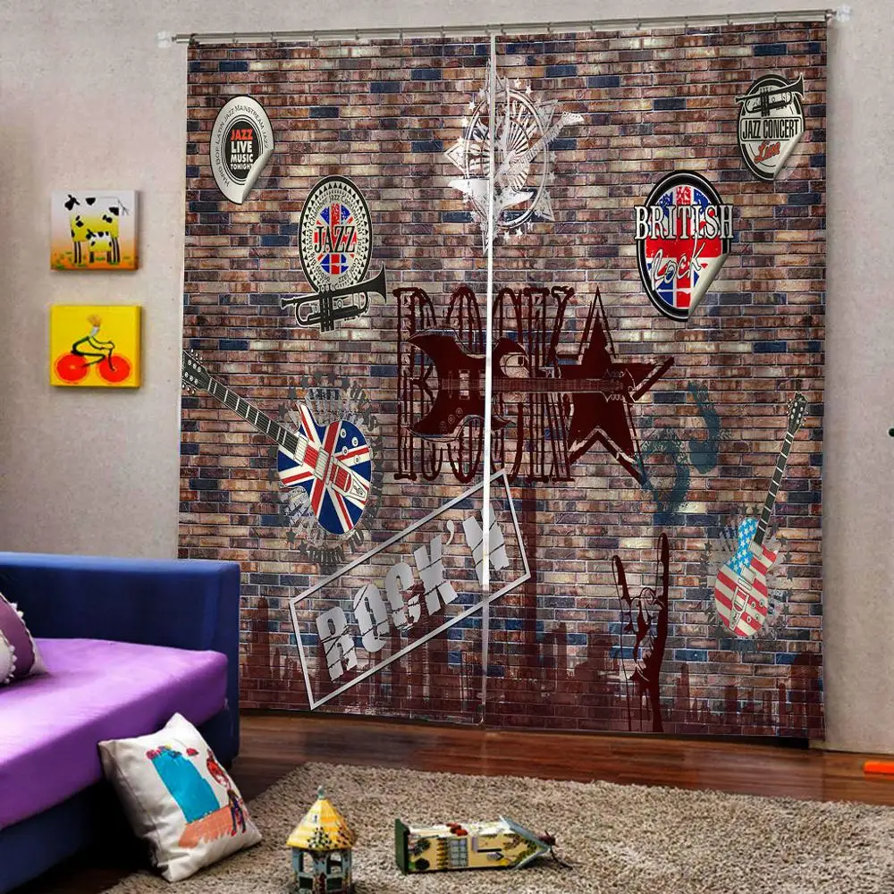 Коричневые кирпичные шторы для спальни 3D затемненные Гостиная Спальня украшение