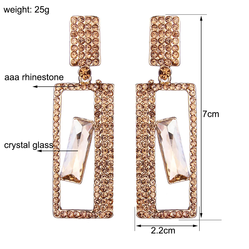 

Farlena Wedding Party Drop Earrings Multicolor Crystal Rhinestones Rectangular Dangle Earrings for Bride Female
