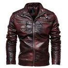 Куртка мужская флисовая из искусственной кожи, теплая байкерская куртка в стиле милитари, тактическая мужская куртка из ПУ, мотоциклетная верхняя одежда в стиле хип-хоп, зима