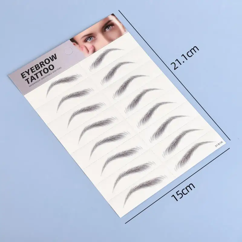 8 pairs Eyebrow Tattoo Sticker Hair-like Natural Brows Look Makeup Waterproof Long Lasting Easy to Wear Adhesive False Eyebrows | Красота и