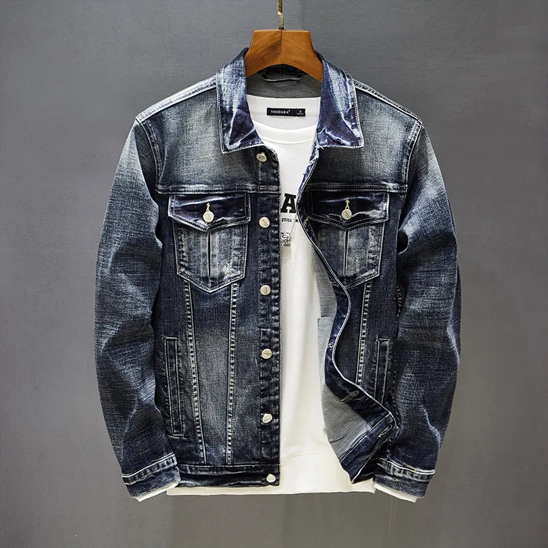 

2021 Spring And Summer Denim Jacket Men's Water Wash Japanese Fashion Men's Slim Fit Jacket Fashion Personality Denim Clothes
