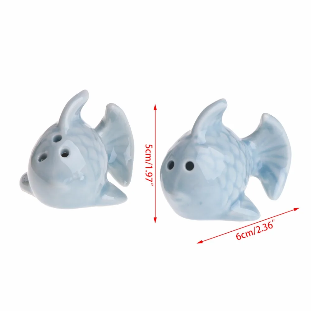 1 пара милая керамическая бутылка для приправ в форме рыбы набор шейкеров соли