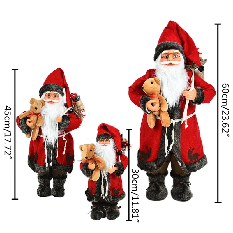 Рождественский Санта-Клаус с медведем плюшевая кукла стоячие статуэтки