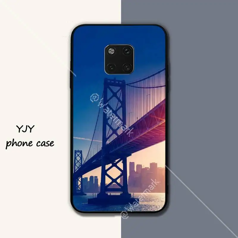 Yinuoda Золотые ворота мост черный мягкий чехол для мобильного телефона Huawei mate 9 10 20 30